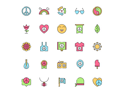 Colored Hippies Icons design free download free icons free vector freebie hippies hippies icons hippies vector hippy hippy icon icon set icons download illustration illustrator vector vector design vector download vector icon