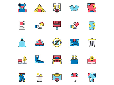 Colored Homeless Icons free download free icon free vector freebie homeless homeless icon homeless vector icon set icons download illustration illustrator vector vector design vector download vector icon