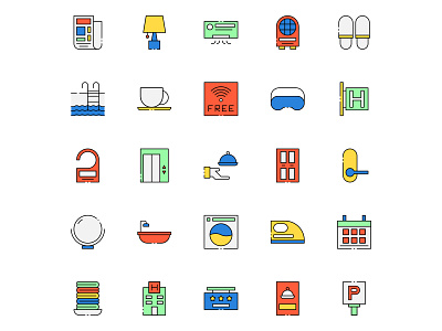 Colored Hotel Service Icons