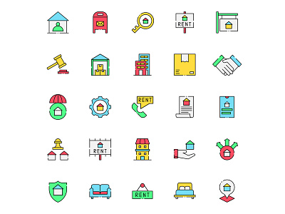 Colored House Rental Icons cartooning design free download free icons free vector freebie house rental house rental icon house rental vector icon set icons download illustration illustrator vector vector design vector download vector icon