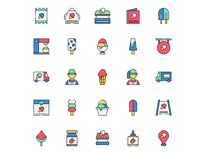 Colored Ice Cream Shop Icons free download free icon free vector freebie ice cream ice cream icon ice cream vector icon set icons download illustration illustrator vector vector design vector download vector icon