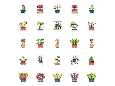 Colored Indoor Plant Icons design free download free icons freebie icon set icons download illustration illustrator plant plant icon plant vector vector vector design vector download vector icon