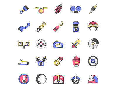 Motorcycle Elements Icons