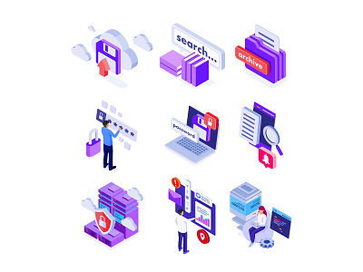 Free Data Center Isometric Icons