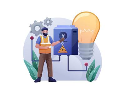 Electricity Basics - Free Illustration 05 cartooning design electric electrician electricity electricity illustration free download free illustration free vector freebie illustration illustrator vector vector design vector download vector illustration