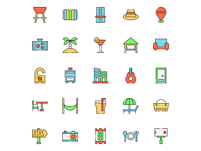 Free Staycation Icons free icoons freebie icon set icons download illustration illustrator staycation staycation icons vector vector design vector download