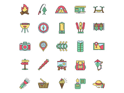 25 Summer Camp Icons camp camp icon camp vector design free download free icons free vector freebie icon set icons download illustration illustrator summer camp vector vector design vector download vector icon