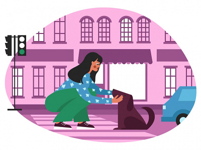 Petting a Stray Dog Illustration cartooning design dog dog illustration free download free illustration freebie girl illustration illustrator petting vector vector design vector download