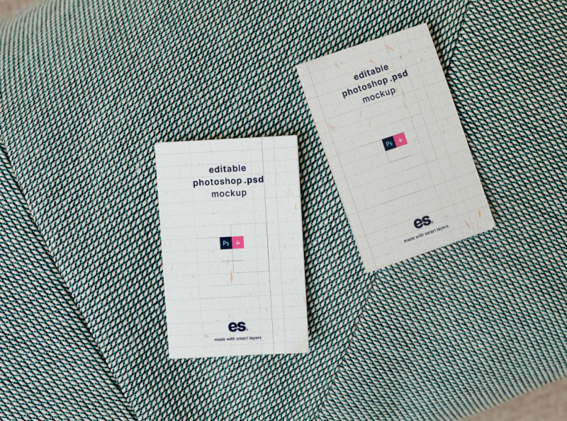 Dribbble - Two-Business-Cards-on-Fabric-Mockup-1536x1025.jpg By Unblast