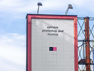 Vertical Billboard Mockup (PSD) advertising billboard billboard design billboard mockup free download free mockup free psd download freebie mockup