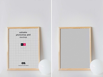 A3 Poster With Wooden Frame Mockup (PSD)