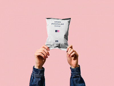 Potato Chips Bag Held in Hands Mockup (PSD) chips chips mockup chips package free download free mockup free psd download freebie mockup download packaging potato chips