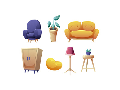 Furniture Illustration Set 01 couch free download free illustration free vector freebie furniture furniture illustration furniture vector illustration sofa