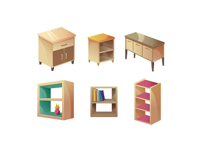 Furniture Illustration Set 04 book shelf desk free download free illustration free vector freebie furniture furniture illustration furniture vector illustration illustrator library vector vector design vector download