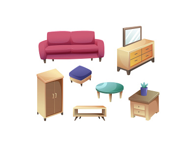 Furniture Illustration Set 05 cabinet couch digital art free download free illustration free vector freebie furniture furniture illustration illustrator interior design living room vector vector design vector download