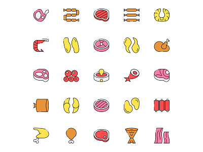 Variations of Meat Icons food food icon free download freebie frood vector icon set icons download illustrator meat meat icons meat types vector vector design vector download vector icon