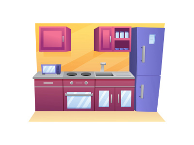 Kitchen Design Illustration 02 cartooning design free download free illustration free vector freebie illustration illustrator kitchen kitchen design kitchen illustration kitchen vector vector vector download