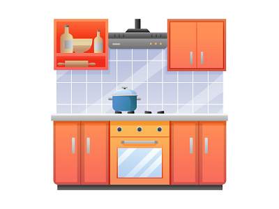 Kitchen Design Illustration 03 cartooning cooking free download free illustration free vector freebie illustration illustrator kitchen kitchen illustration kitchen vector vector vector design vector download