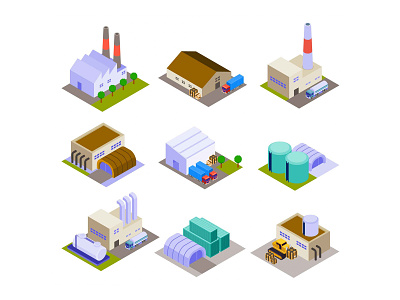 Factory Isometric Icons design factory factory icon factory illustration free download free vector freebie icon set icons download illustration illustrator isometric icon vector vector design vector download