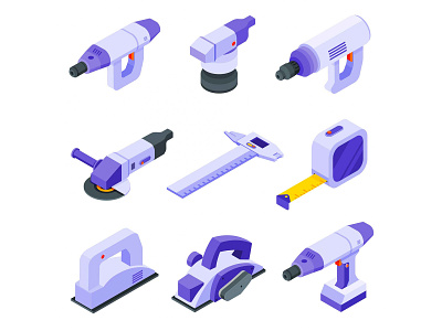 Electric Tool Isometric Icons cartooning design electric tool free download free icons free illustration free vector freebie illustration illustrator tool tool icon tool vector vector vector design vector download vector icon