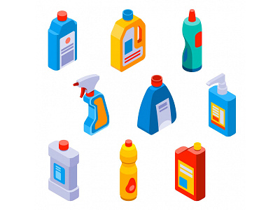 Detergent Isometric Icons