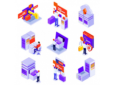 Datacenter Isometric Icons 02