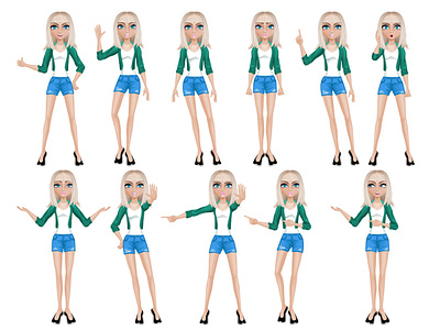 Girl character with different poses.