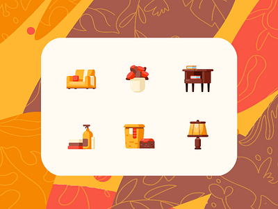 Autumn Interior Icons ai autumn color design icon illustration ps ui