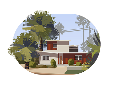 House with Palm Trees ai color design environment illustration palm tree ps scenery vector