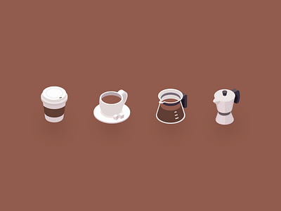 Coffee isometric icons