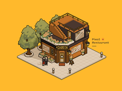 Pixel Restaurant building color design illustration pixel pixelart ps restaurant