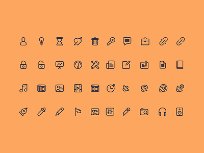 Cicons: 40 Outline Icons ai app free icons illustrator lock mobile music psd user web
