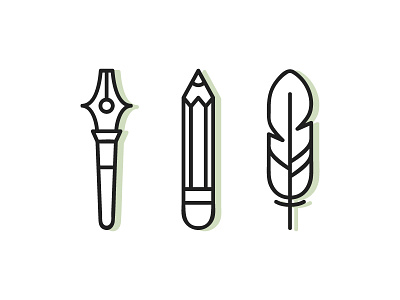 Pen, Pencil, Feather feather icon illustration illustrator logo pecil pen retro shadow symbol vector