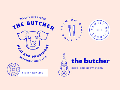 The Butcher badge chicken icon illustration illustrator label logo logos pig symbol vector