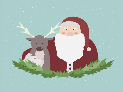 Santa's Winter Barn Illustration flatillustration illustration santa winter