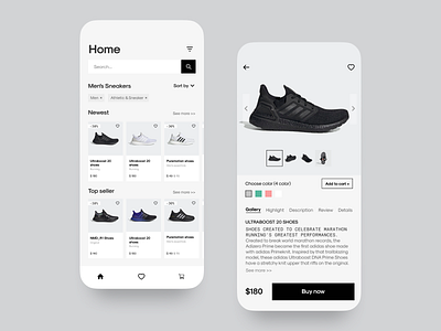 Daily UI 3: Home & Product details screens