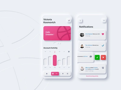 Hello, Dribbble! app design dribble ecommerce figmadesign hello dribble hellodribbble illustration illustrator minimal mobile app modal navigation neumorphism skeuomorphism ui ux web