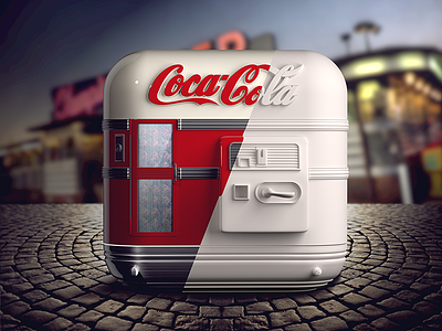 Coke Machine iOS Icon 3d app app icon appstore artwork buttons coca cola coke cola design details drink glass graphicdesign highlight icon icons interface ios ipad iphone light mobile model reflections render shadow texture ui vector