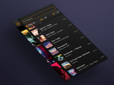 Soundcloud App — My Music List (Right Sidebar) albums app design dark design dark interface explore ios music player soundcloud ui user interface
