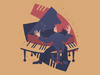 Piano player vector illustration abstract art character classical music concert design expressive illustration jazz magic man music music art music player musician painting performer person pianist vector