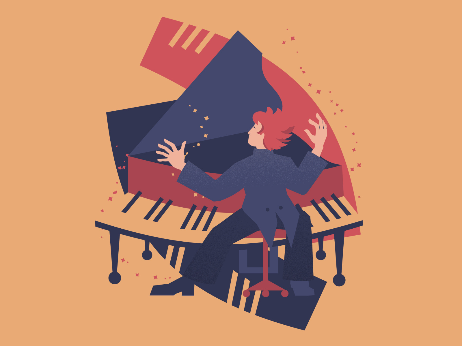 Piano player vector illustration by Maryna Sokolyan on Dribbble