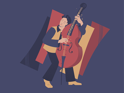 bass player vector illustration