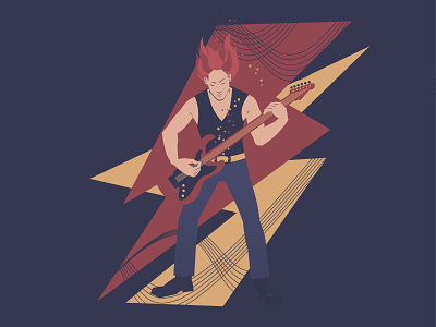 Guitar player illustration art character concert design expressive guitar guitarist illustration male man metal music musician player rock vector