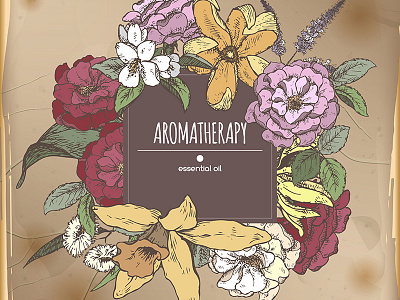 Aromatherapy illustration set advertising aroma cosmetics decorative design floral herb oil packaging perfume plant template