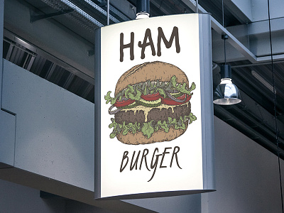 Hamburger sketch for indoor advertising advertising burger fast food hamburger illustration indoor sketch street tasty