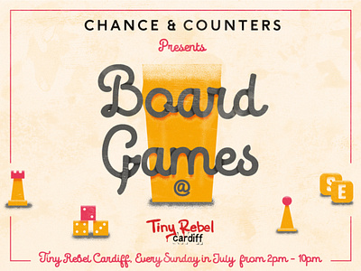 Chance & Counters Tiny Revel Event adobe illustrator advertising board games boardgames brewer event grain texture illustration poster print social media vector