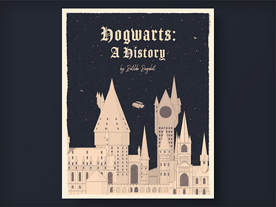 Hogwarts a History book book cover castle dark flying hogwarts illustration magic night nightsky poster school sketch vector wizard