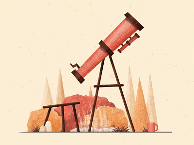 And My Telescope astronomy autumn illustration night outdoors photoshop sky stars texture vector woods