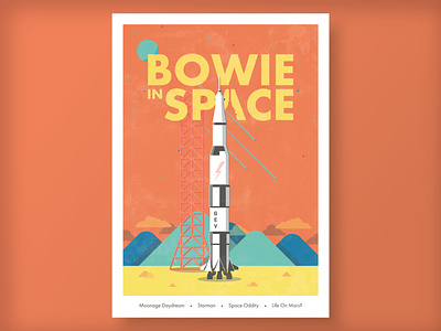 Bowie In Space art david bowie flight of the conchords illustration mars nasa poster print rocket space tbt vector