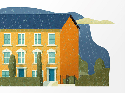 Tamesis Street-Close Up bright building city colour flood house houses illustration london rain vector weather